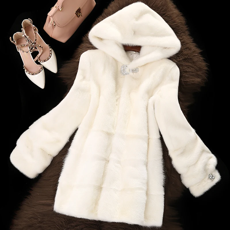 

fur Mink fur coat tidy coat 2023 women's clothing outerwear jacket coats new long hooded thin Korean women