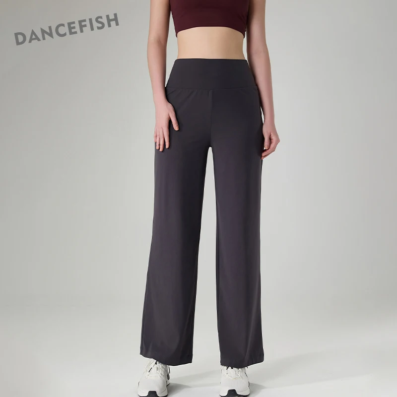 

DANCEFISH High Waist Slim Fat-Covering Trousers Outer Wear Casual Running Sports Loose-Fit Straight-Leg Wide-Leg Yoga Pants