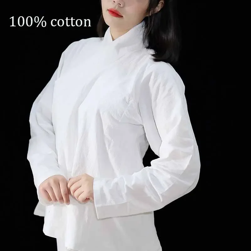 

100% Cotton Hanfu Lining Shirt Pants Women Large Size 2XL Chinese Ancient Hanfu White Green Black Underwear Lining Shirt Pants