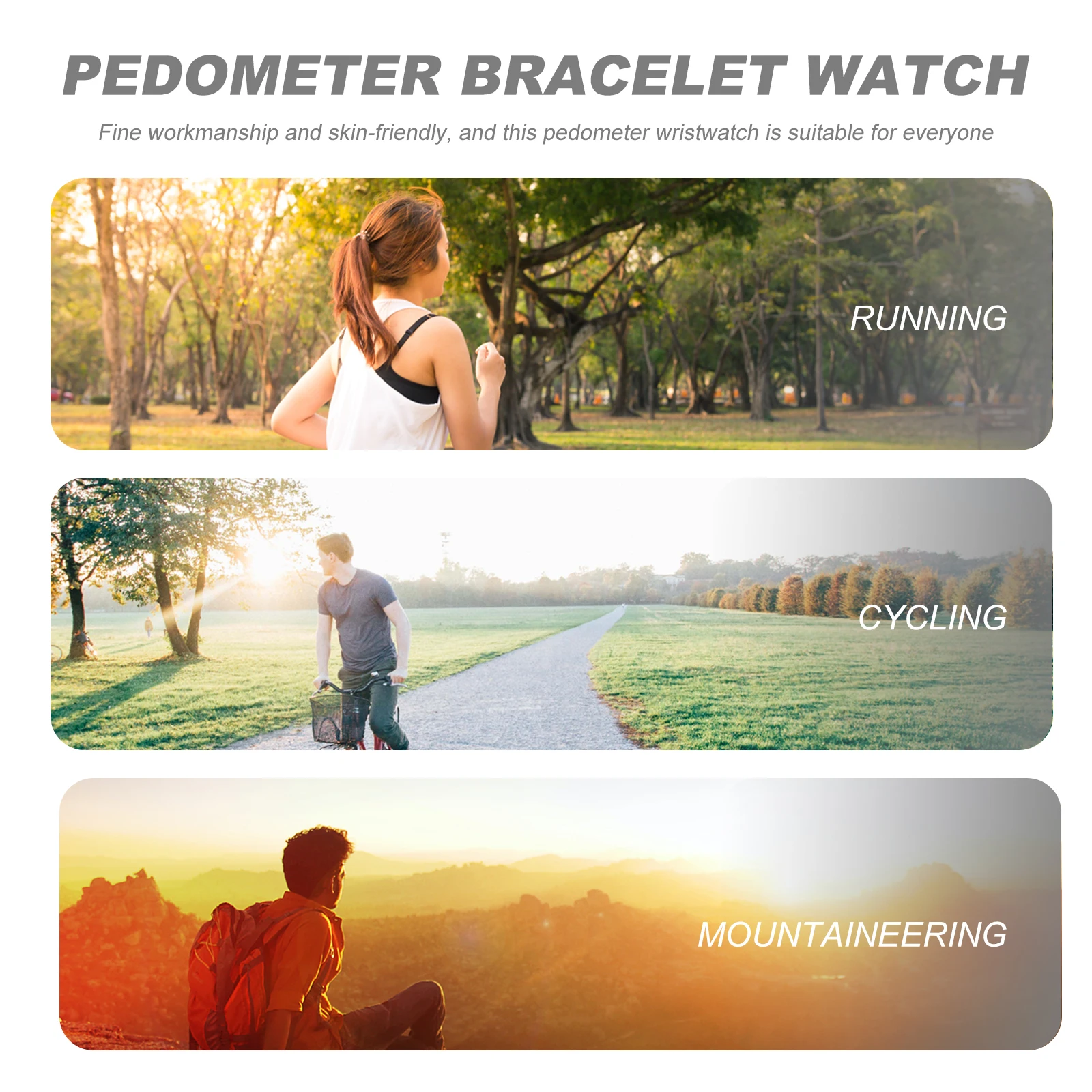 

Watch Pedometer Bracelet Step Counter Walking Wrist Simple Counting White for Man