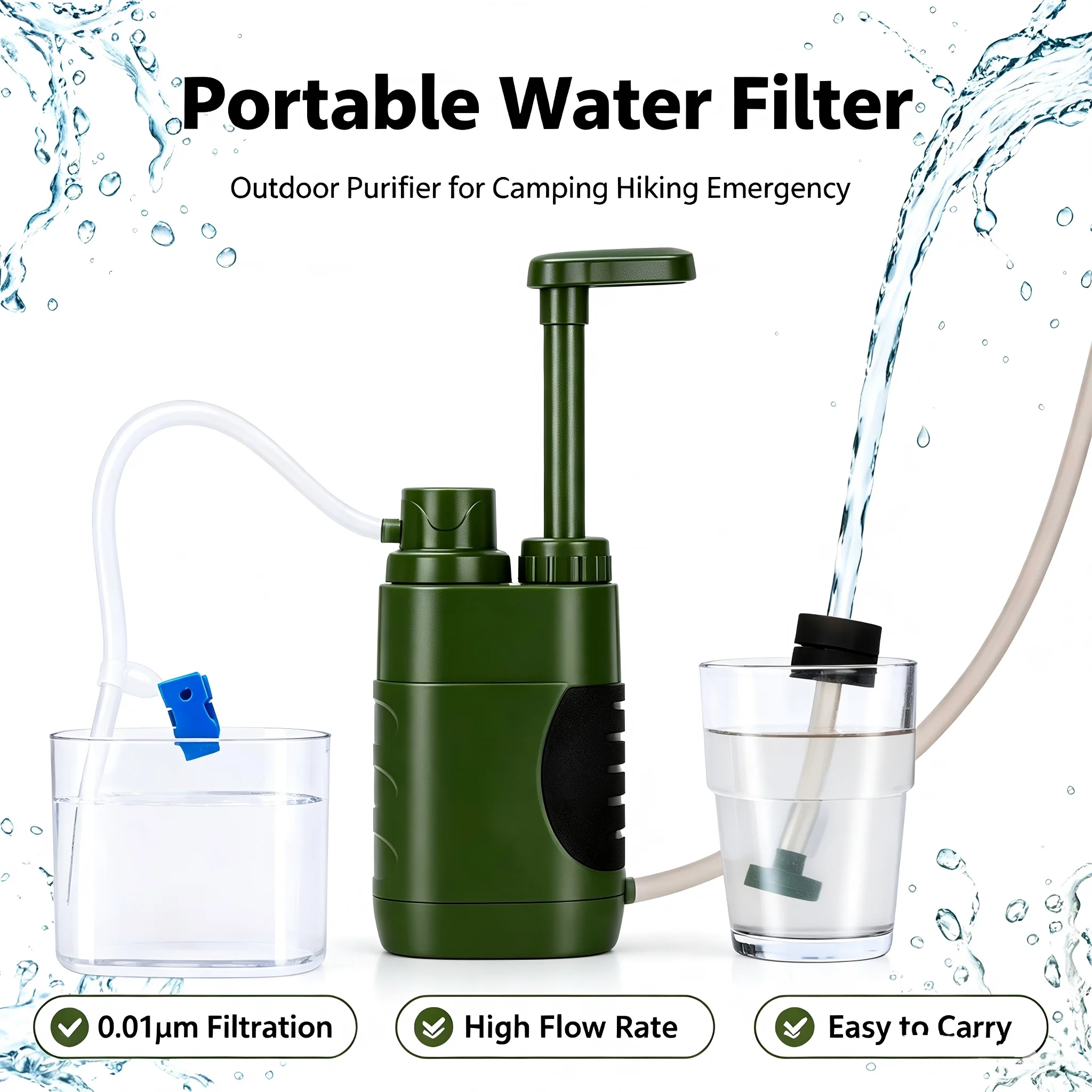 Outdoor Camping Water Filter - Portable Water Purifier Outdoor Personal Filter