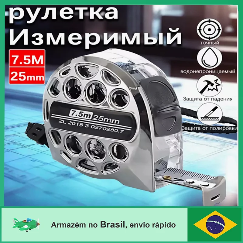 Cinta métrica de acero profesional para carpintería, elige entre 3M/5M/7,5 M, incluye regla métrica