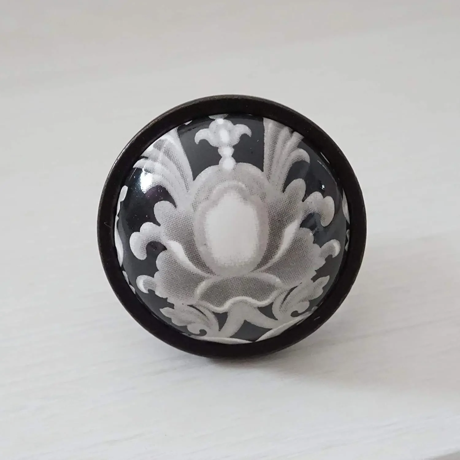 Ceramic Handle Black Flower Bronze Ceramic Knob Handles Door Handles Drawer Pull Rustic Kitchen Cabinet Handle Furniture Decor