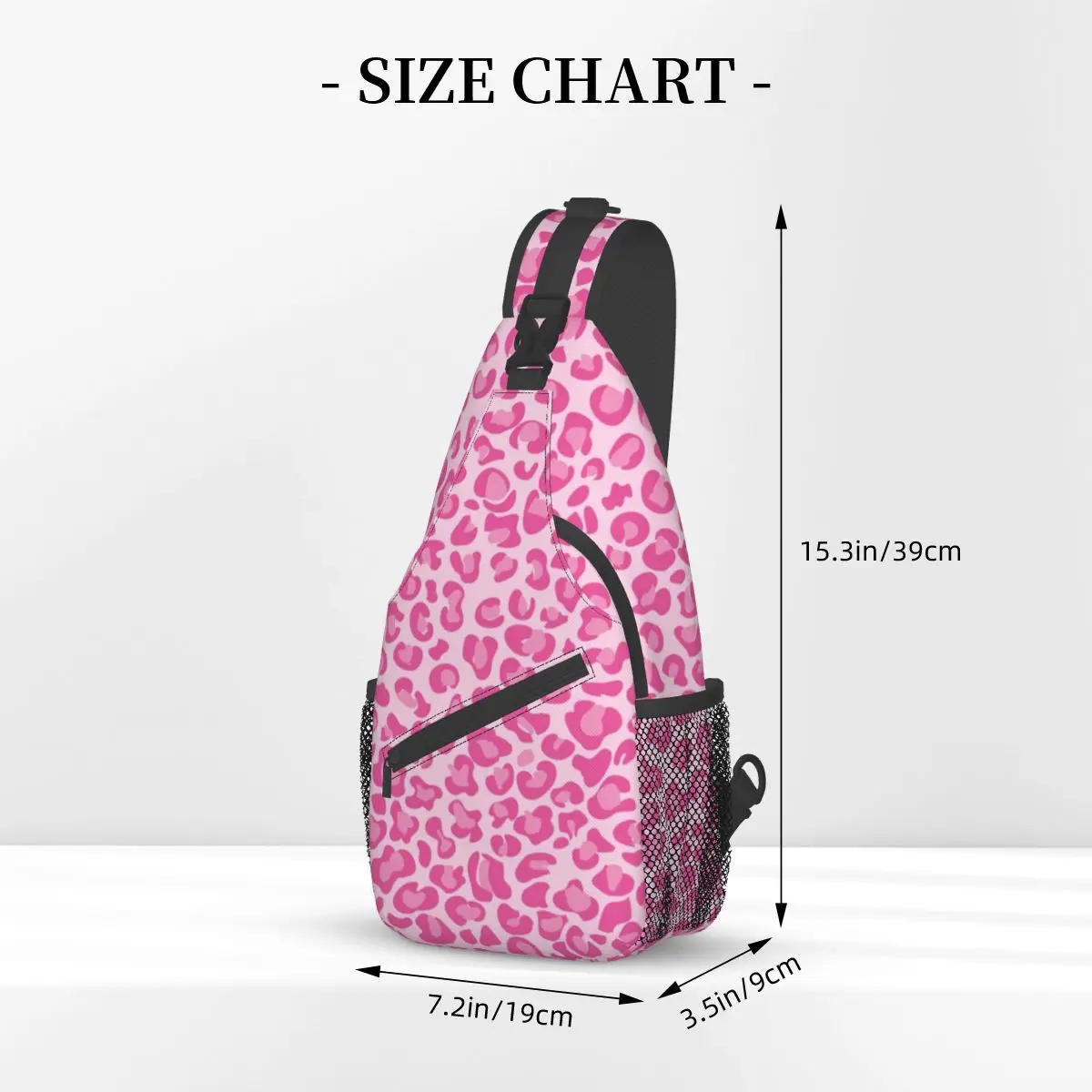 Pink Leopard Crossbody Sling Bag Pattern Chest Bag Cheetah Animal Spot Shoulder Backpack Daypack Travel Hiking Camping Satchel