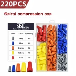 220 PCS,Quick Connector Spring Cap,Cable Wire Connector,Crimp End Terminals,Insulated Electrical Insert Splice Swivel Wire