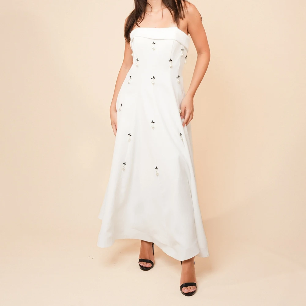 

Вечерние платья трапециевидной формы по индивидуальному заказу, платье для выпускного вечера без бретелек без рукавов, модное простое драпированное вечернее платье с открытой спиной и бисером