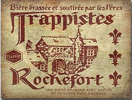 Retro Metal tin Sign Trappist Belgian Lager Beer Tin Sign,Cave,Bar,Club, Home Wall Art Metal Tin Sign 8x12 inches