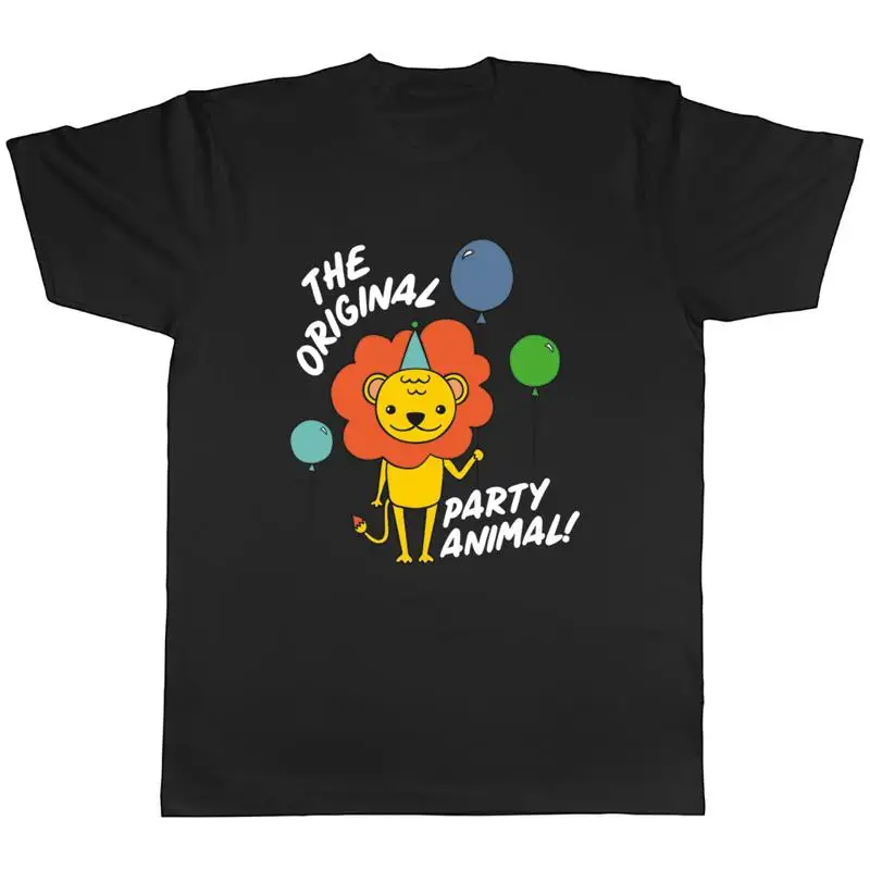 

Мужская футболка с изображением льва на день рождения, оригинальная футболка с животными для вечеринки, подарок