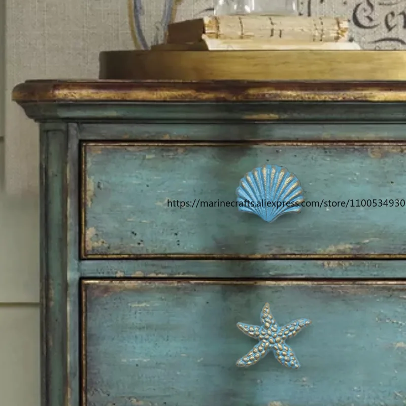 Скандинавский средиземноморский винтажный морской стиль, выдвижной ящик шкафа, мультяшная милая ручка для детской комнаты