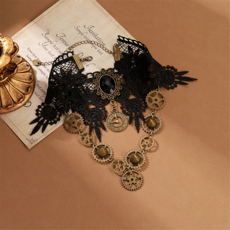 Gothic Lace Necklaces Elaborate Bracelets for Casual Date Party Wedding Club