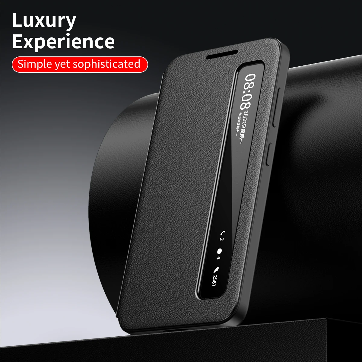 Étui à rabat en cuir PU avec fenêtre de visualisation et fonction d'appel mains libres pour Samsung Galaxy S26 S25 Edge S24 Plus S23 FE S22 Ultra