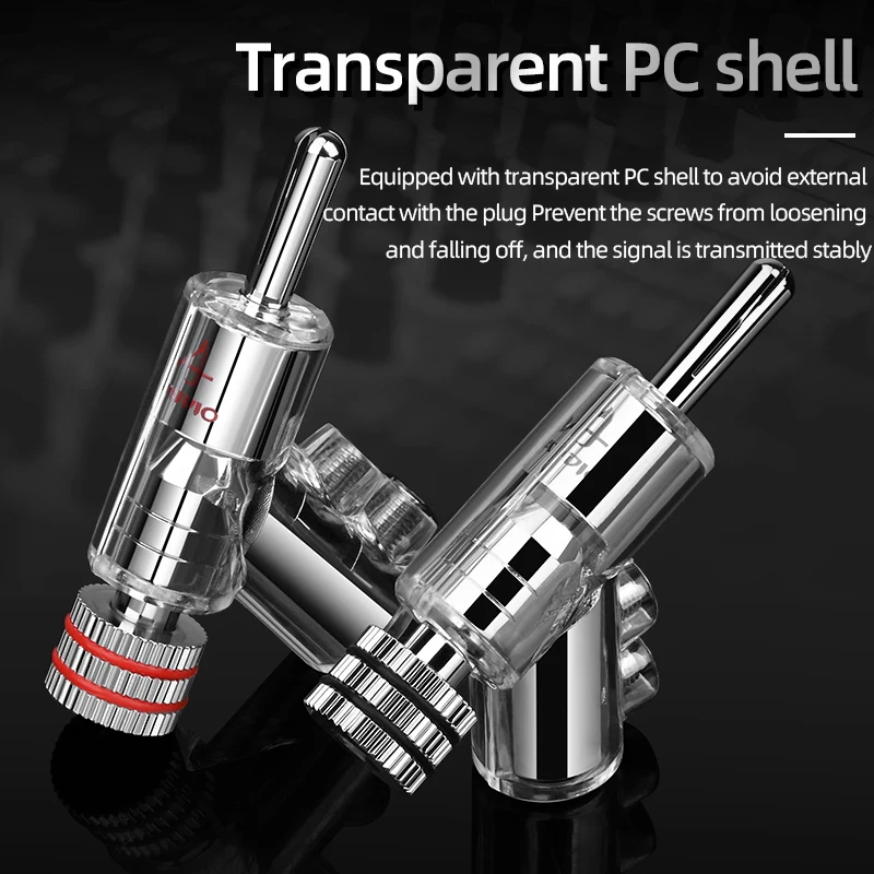 

ATAUDIO 4 PCS HiFi Banana Audio Plug Hi-end Pure Copper Rhodium Plated Self-locking Banana Connector for Speaker Cable DIY