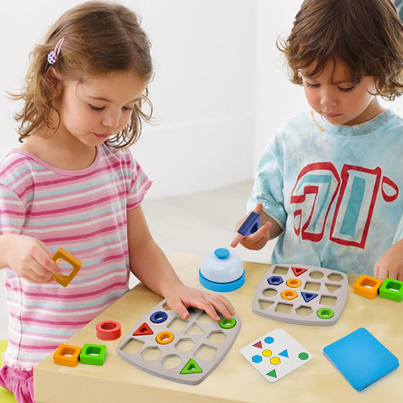 Geometrische Puzzles Form Farbabstimmung Brett Vorschule Lernspielzeug Kinder Denkaufgabe Puzzle Logikspiel mit Karte