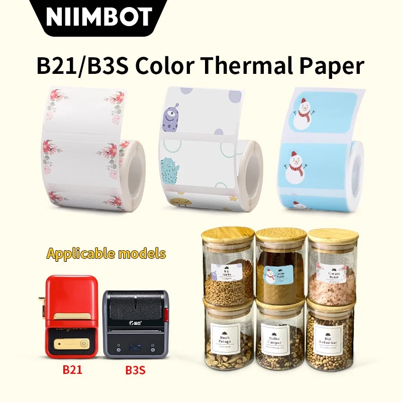 Niimbot Thermal Paper For B21/B3S  Printer Home Office Labels Colorful Adhesive Paper Round Square Printable Thermal Sticker