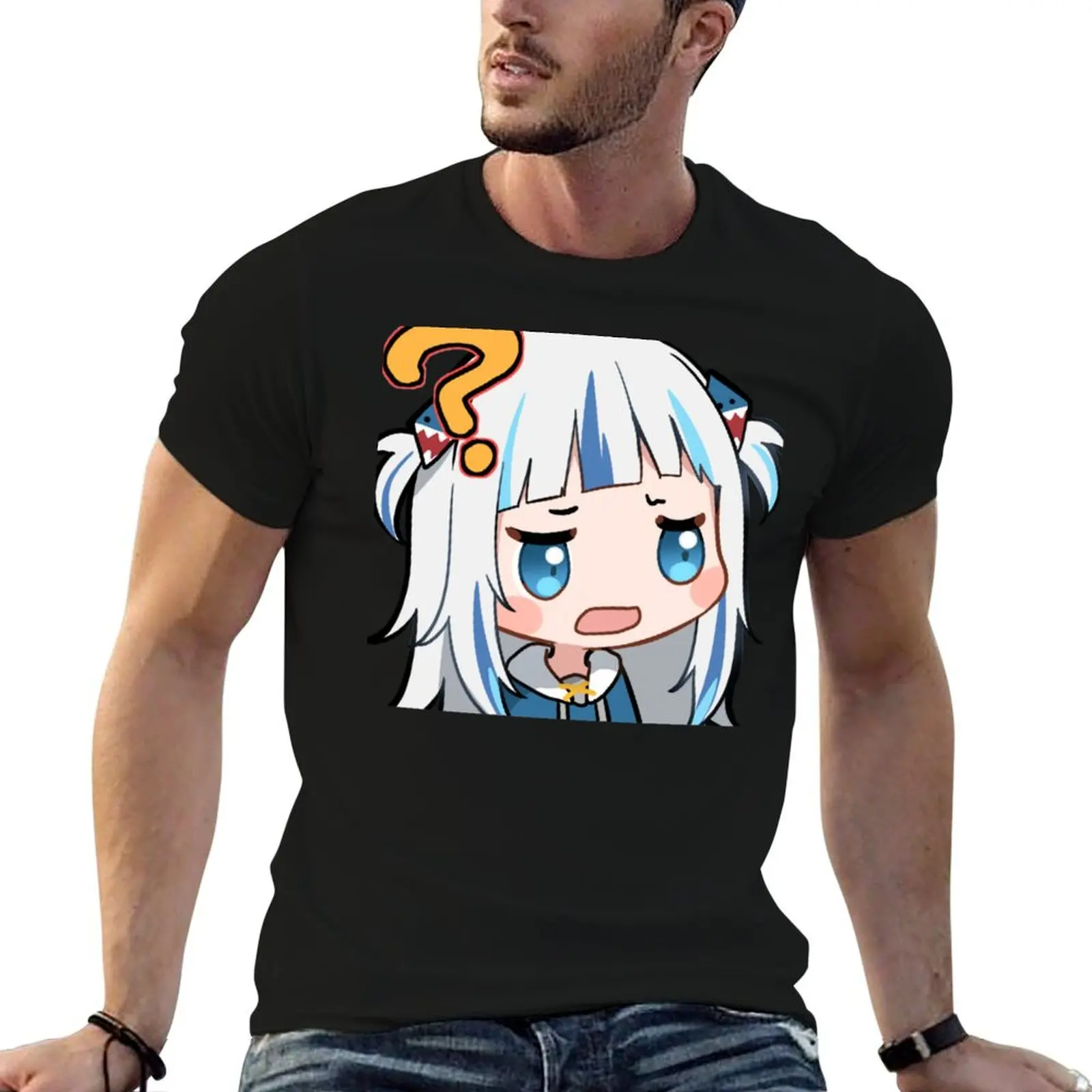 Gawr Gura Hololive Question Mark T-Shirt Big Size Loose Fit Tee Shirt