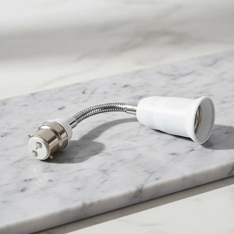 exquisiteB22 To E27 360d Adjustable Flame Retardant PBT 10CM Extension LED Lamp Base Bulb Socket Extender Adapter Converter
