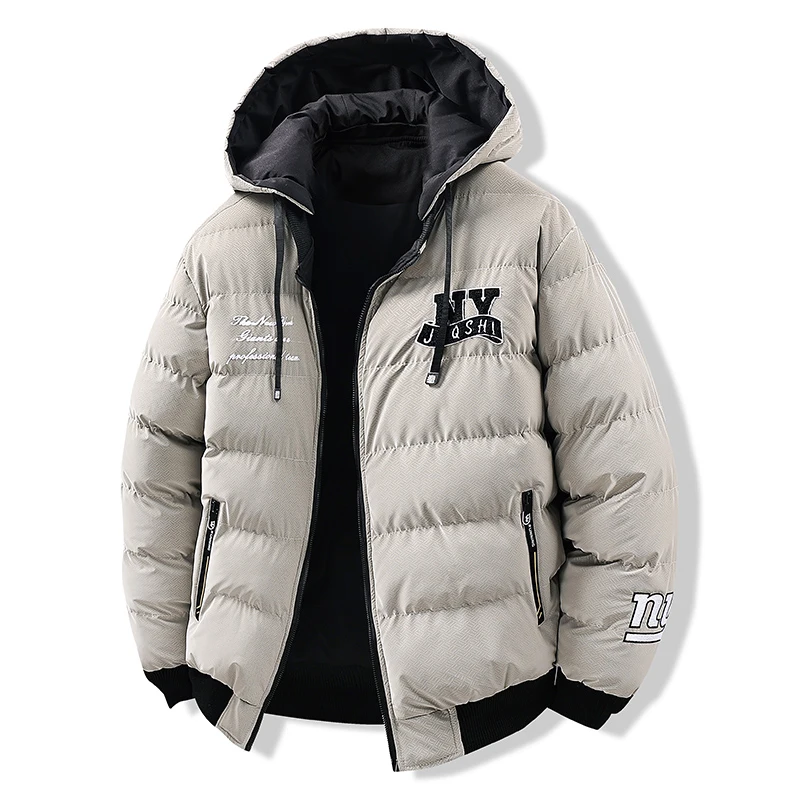 New Fashion Solid Keep Warm Men Coat Outdoors Thickening Removable Hat Jacket Winter Casual Versatile Double Sided Wear Parka