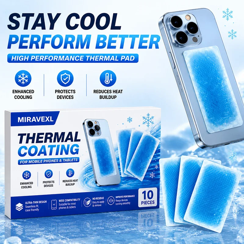 Cell Phone Cooling Sticker 10 Pcs, Thermal Cooling Patch for Smartphone & Tablet Gaming, Reduces Heat, No Residue Easy Apply