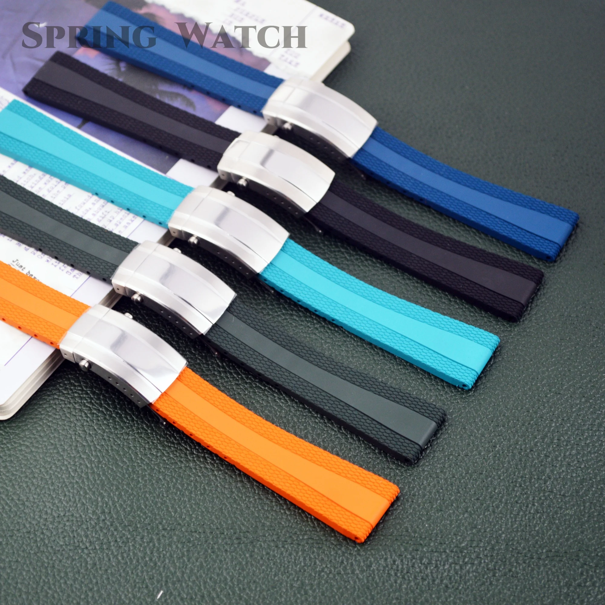 Rubber Watch Band for SUPEROCEAN Fluororubber Watch Strap 22mm Watch Band Stainless Steel Buckle Mod Watch Bracelet