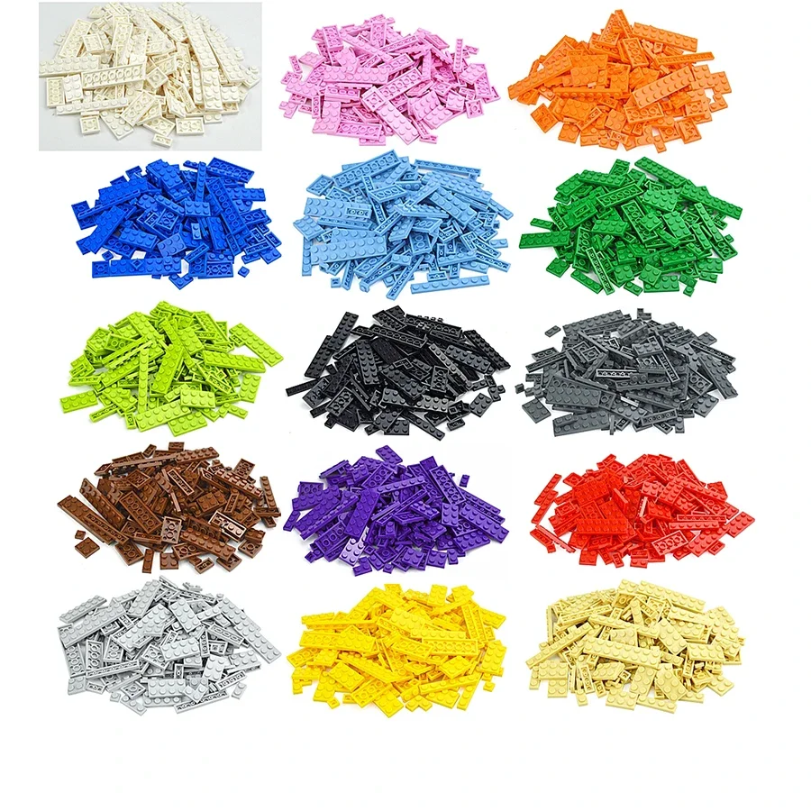 100Pcs Bulk Parts Thin Bricks 12 Size Mixed 15 Color Building