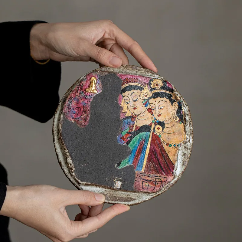Hand-painted dry, retro, purely handmade dry brewing pot bearing Chinese wabi-sabi tea