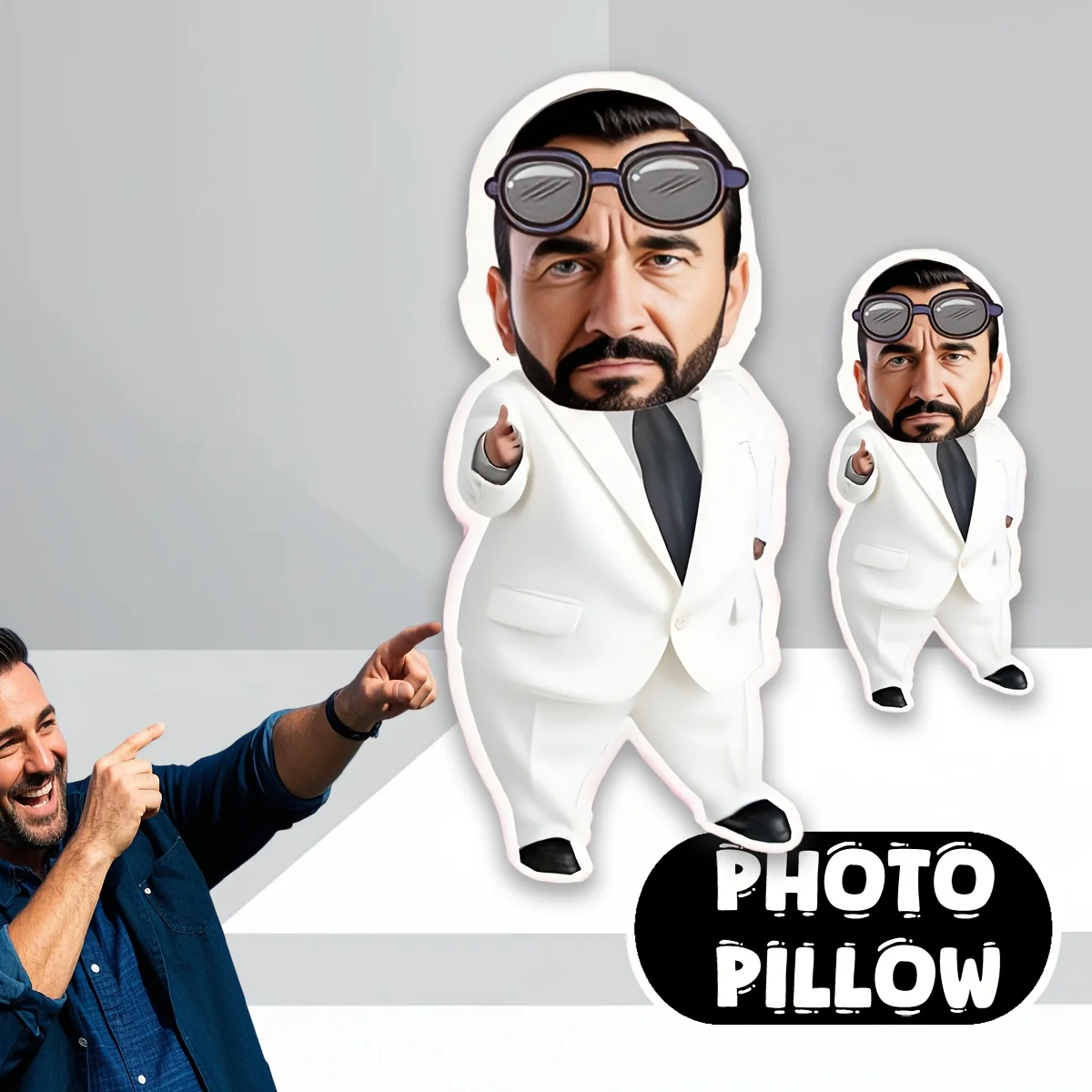 1 custom photo pillow, white suit - suitable for Father's Day, Mother's Day, Halloween, Christmas Eve, Valentine's Day, birthday