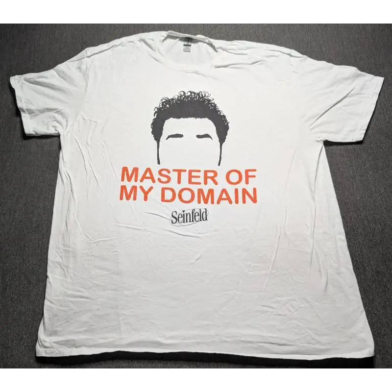 Seinfeld Kramer Master of My Domain camiseta blanca 2XL divertido programa de televisión Merch