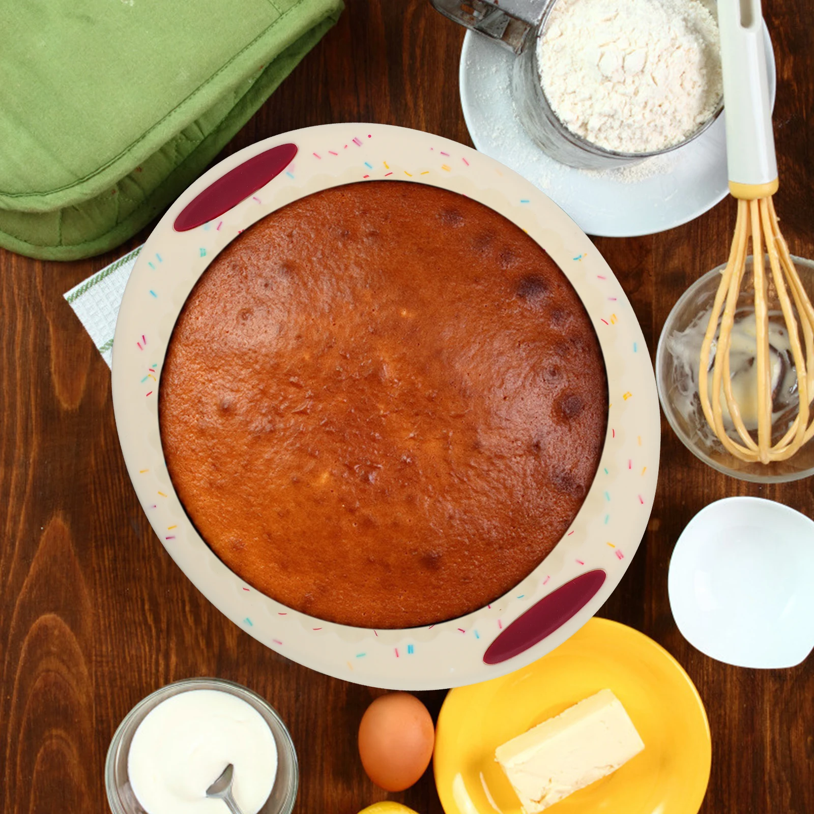 

1pc Silicone Cake Mold 12 Inch Candy Color Round Pizza Pan Non Stick Baking Molds Heat Conduction Fast Professional Use
