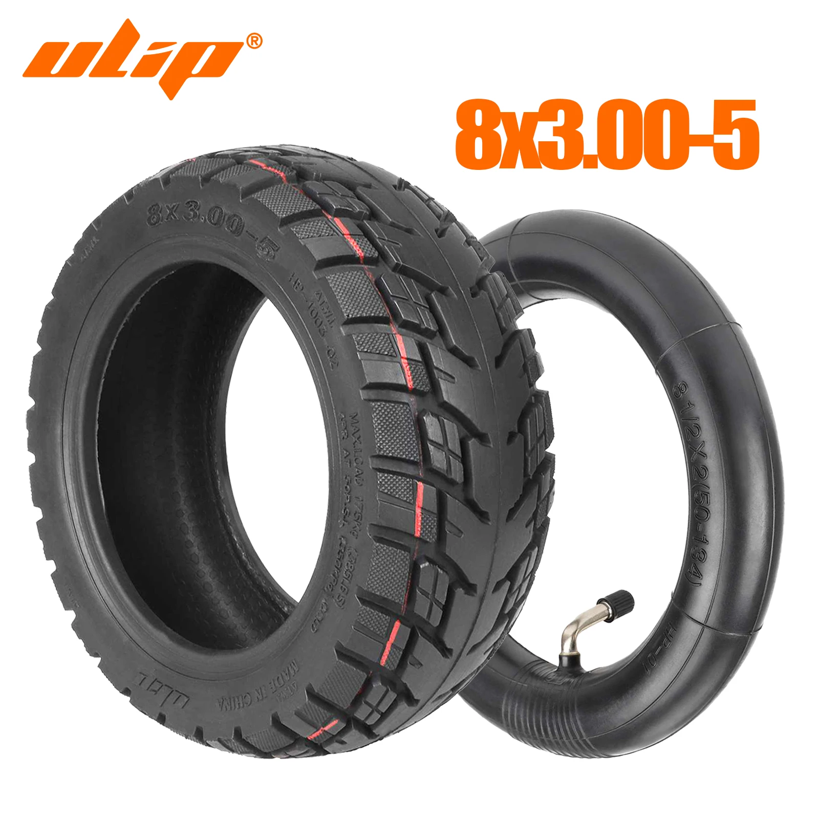 Ulip 8x3.00-5 Thicked Off-road Vacuum Tire & ULIP 8.5x2 Thicken Inner Tube for Kaabo Mantis 8/Zero 9 Electric Scooter Tire Parts