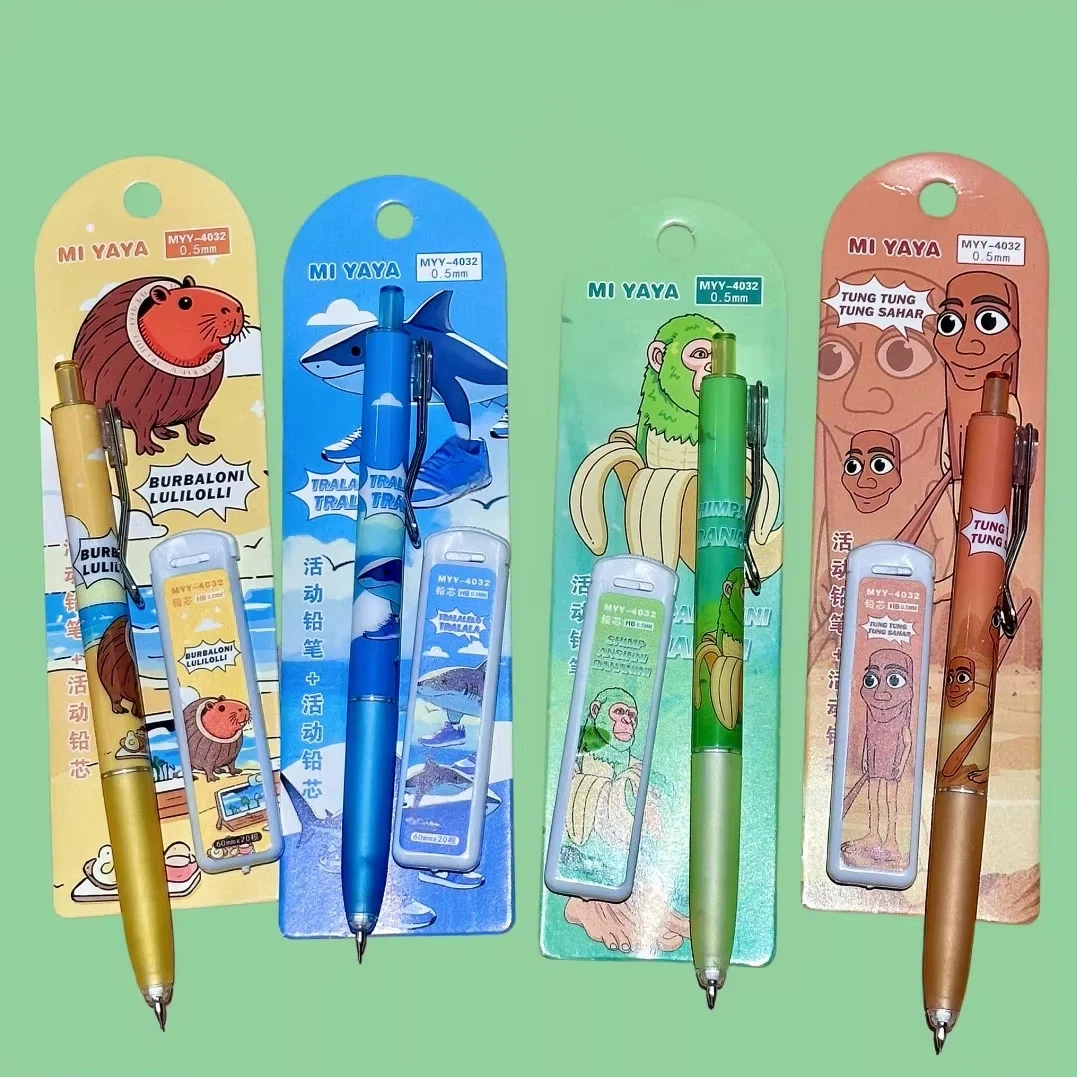 4/24 قطعة قلم رصاص النشاط الكرتون الإيطالية Brainrot Ai الحيوانات Tingtungsahur Tralalelotralala طالب حلق قلم رصاص ميكانيكي #4