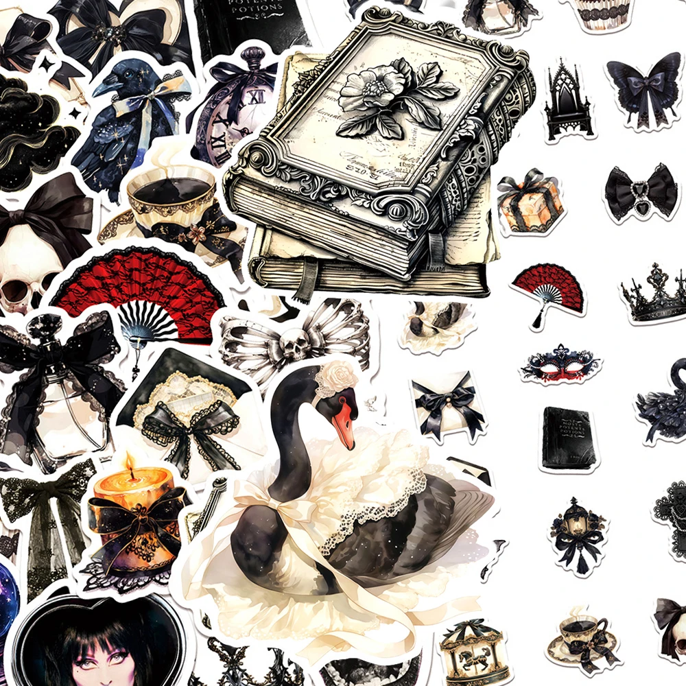 

10/30/50pcs Horror Skull Dark Gothic Stickers Vintage Aesthetic Graffiti Stickers DIY Luggage Skateboard Phone Decoration Decals