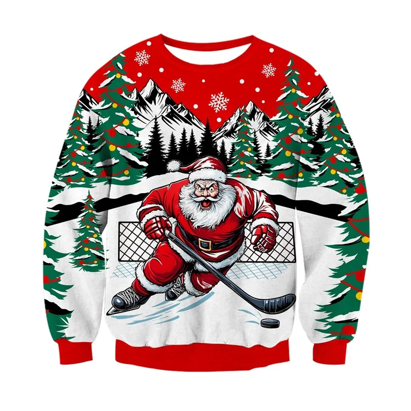 عيد ميلاد سعيد البلوزات القبيحة للرجال سانتا كلوز ركوب الدراجات النارية الجرافيك البلوز جديد في طاقم الرقبة مضحك عيد الميلاد هوديي