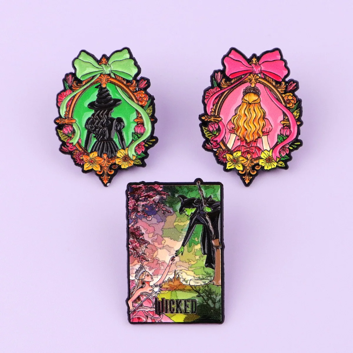 Mix 1-3pcs/set Princess and Witch Enamel Pins Pink and Green Metal Brooch Backpack Collar Badges Fashion Jewelry Collection Gift