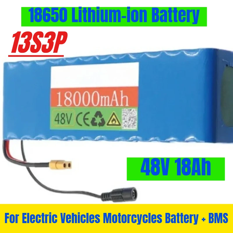 

48V 18Ah 13S3P High-power 18650 Lithium-ion Battery for Electric Vehicles Motorcycles Battery + BMS
