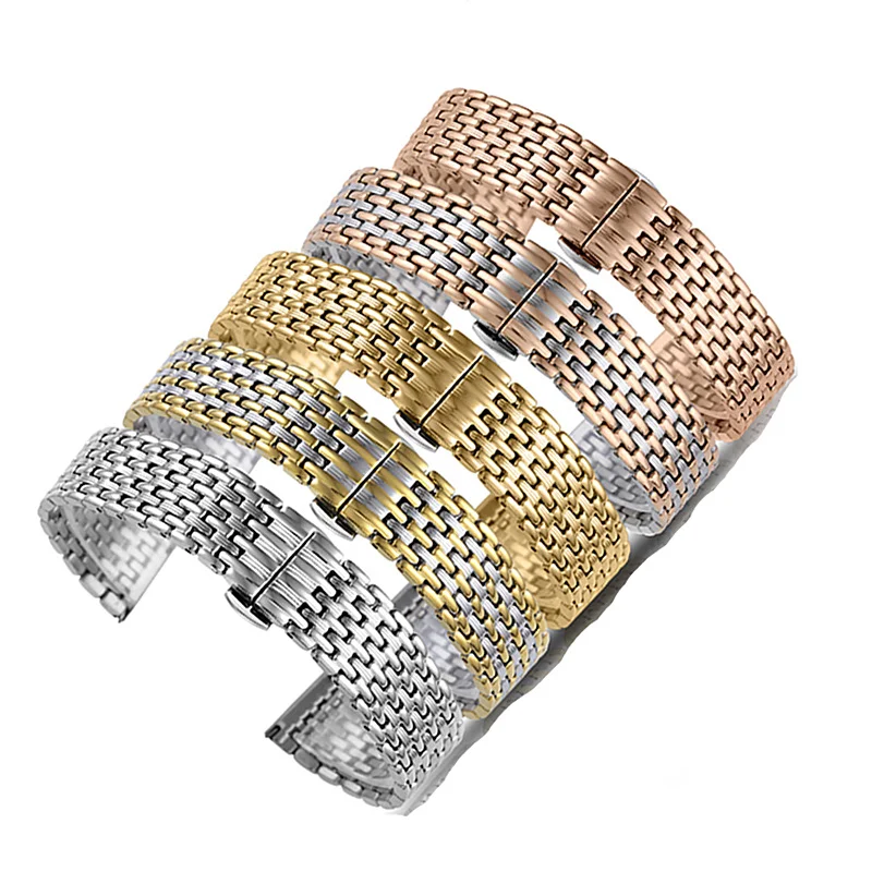 High Quality Watch Band Bracelet Fit La Grande Series 12 14 16 18 20 22MM Women Exquisite Stainless Steel Strap Butterfly Clasp