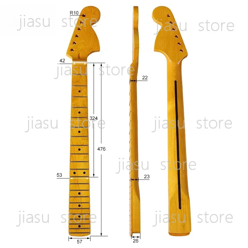 Suitable for Electric Guitar ST Neck Handle 22 Pins Plus Maple Bright Big Head Yellow Guitar Neck Instrument Modification DIY