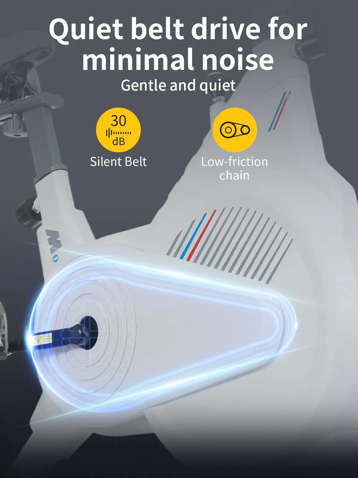 AliExpress Oyajia White Stationary Exercise Bike Shock-Absorbing Design PP Pedals + Phone Holder + Standard Seat Heart Rate Monitoring Multi-Funct