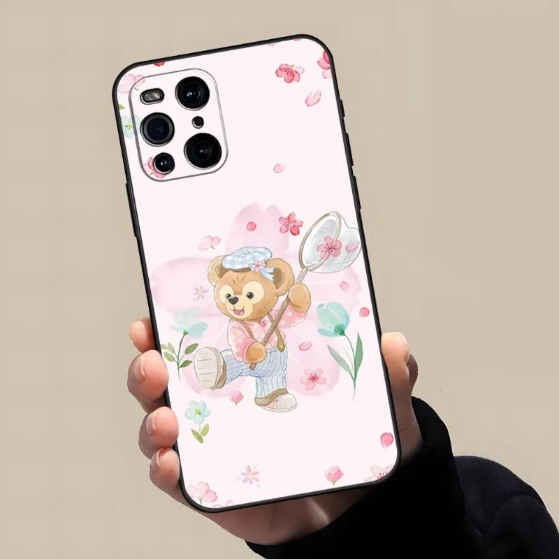 Disney Duffy Gelatoni Phone Case For OPPO A16 A54 A57 A74 A54 A97 A53 Find X3 X2 X5 RENO 8 6 7 4 Pro Plus Black Cover