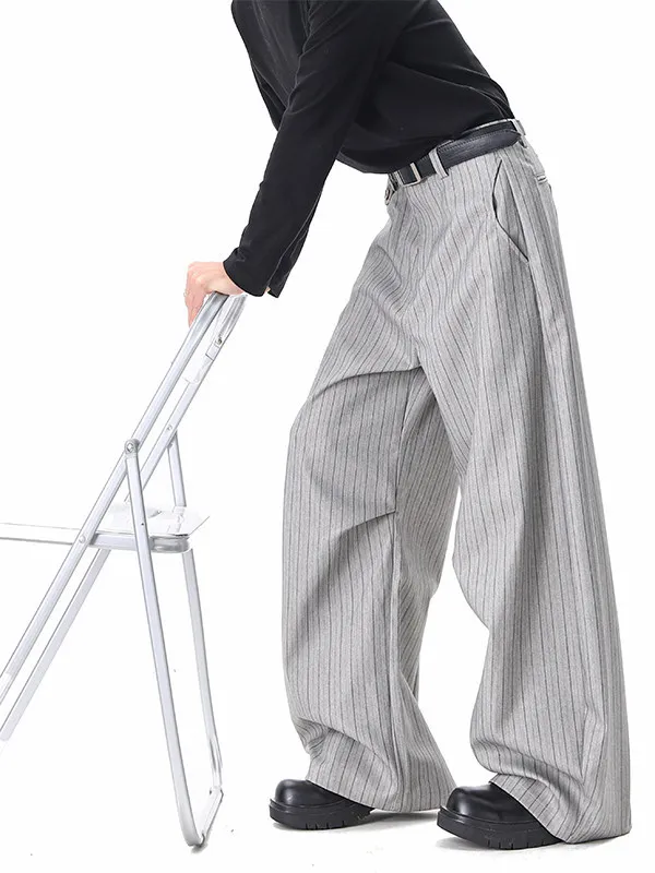 

Мужские винтажные брюки TANGZ Studio с вертикальными полосками, широкие, свободного кроя, повседневные, из полиэстера премиум-класса