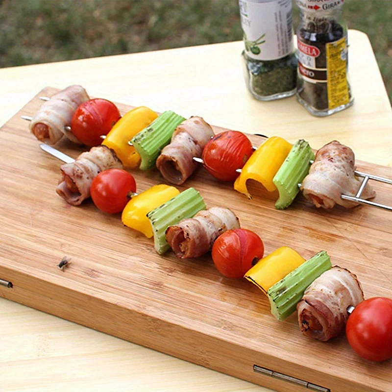 10pcs Stainless Steel U-Shaped Barbecue Brazing Fork Needle Grilling Skewers Double Prong BBQ Tools BBQgrill Outdoor