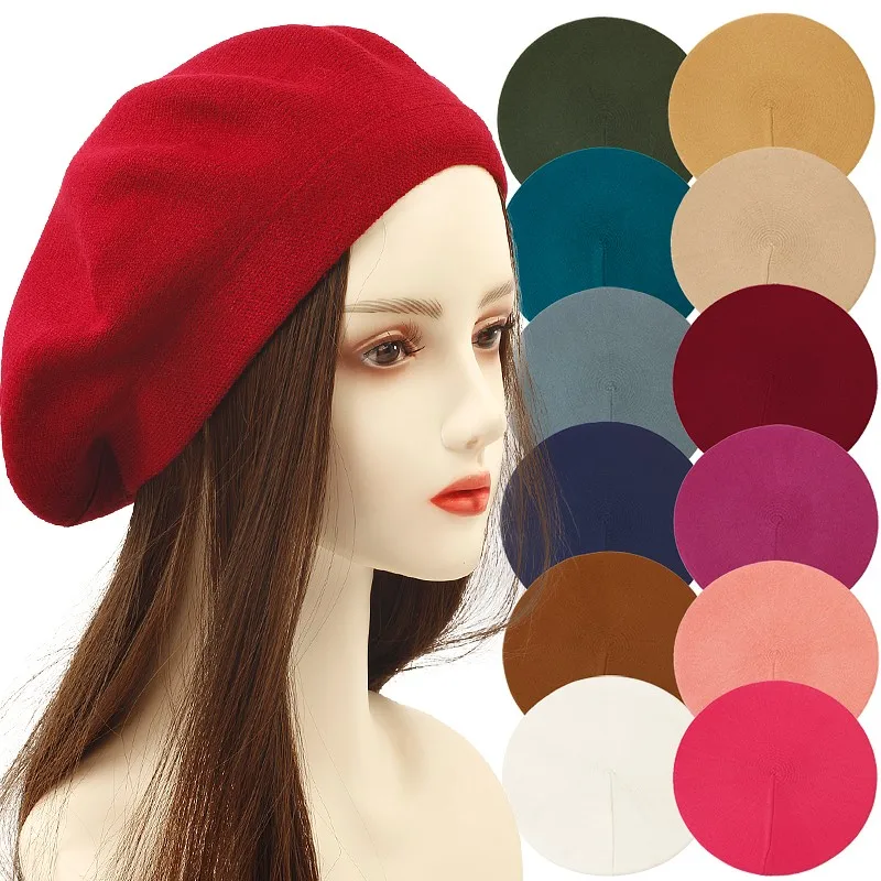 Ladies Elegant Cashmere Berets Caps For Women Vintage Painter Hat Black Felt Beret New Cap Autumn Winter Wool Hats For Girls