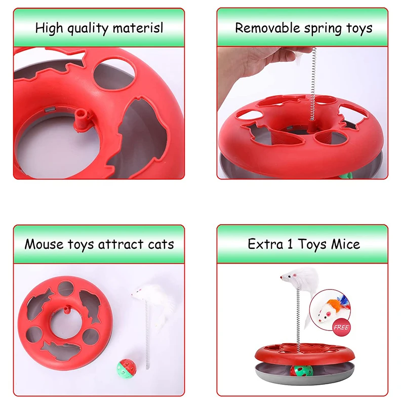 실내 고양이 인터랙티브 고양이 장난감 턴테이블 볼, 개박하 봄 롤러 트랙, 재미있는 애완 동물 장난감, 티저 마우스