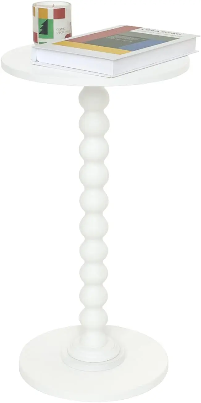 

Round Side Table, Small Drink Table for Small Spaces, Modern Accent End Table Nightstand with Solid Wood Leg