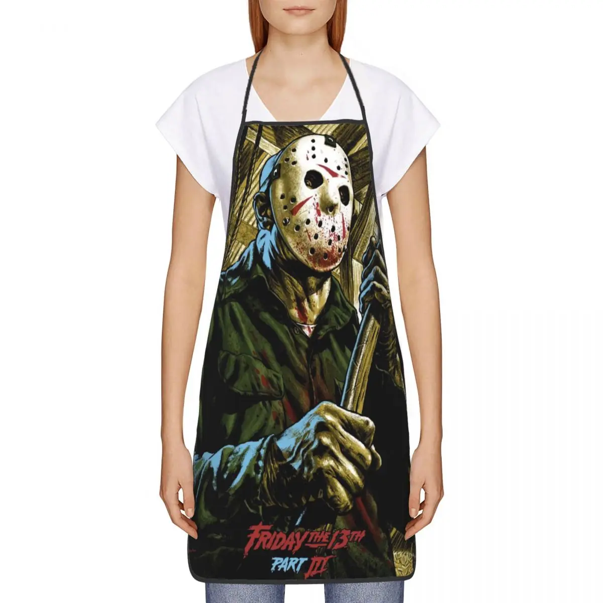 Horror Movie Character Killer Bib Apron Women Men Unisex Kitchen Chef Halloween Film Tablier Cuisine for Cooking Baking Painting