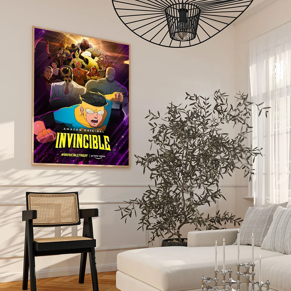 I-Invincible Cartoon Self-adhesive Art Poster Fancy Wall Sticker for Living Room Bar Decoration Vintage Decorative Painting