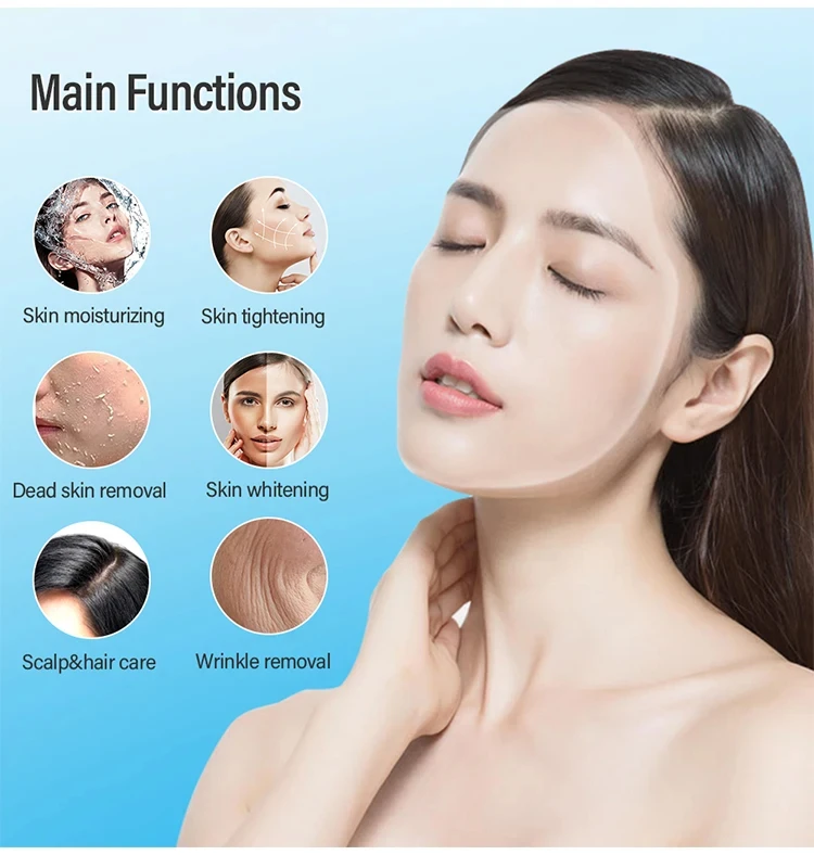 2024 Newest 8 in 1 Multifunctional Hydra Dermabrasion Facial Beauty Machine RF Oxygen Spray Microneedle Skin Detector LED