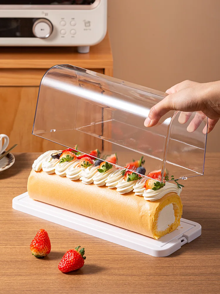 Transparent Cake Roll Display Box Baking Storage Container Dessert Preservation Case Home Kitchen Cooking Utensils Storage