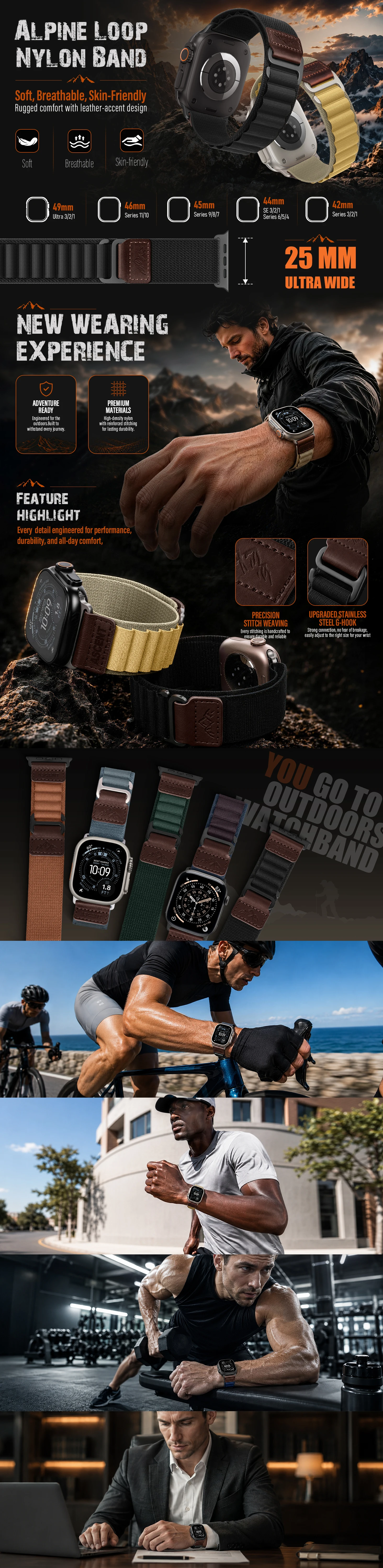 Alpine Loop Lederarmband für Apple Watch Ultra 4 3 2 49mm 46mm 45mm 44mm 42mm Armband iWatch Series 11 10 SE 12 – Detail 1
