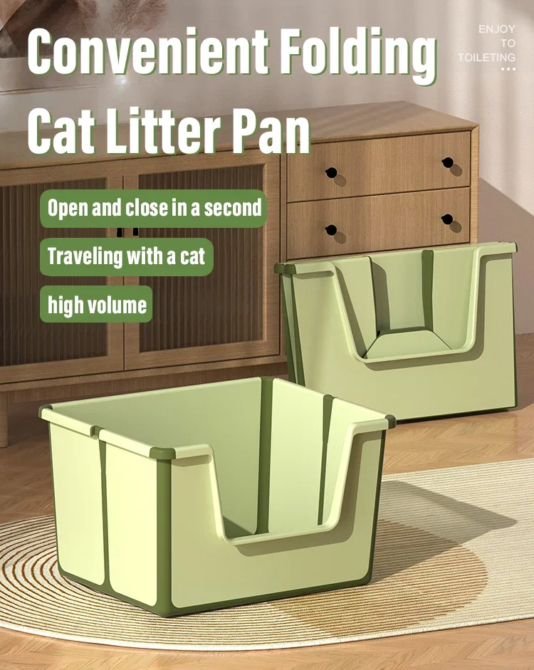 

Складной ящик для кошачьего туалета XXL, портативный, с защитой от запаха и брызг, с высокими стенками, складной дорожный кошачий туалет