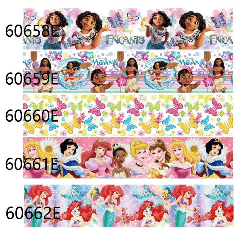 5Yards Disney Encanto Moana Little Mermaid Princess Grosgrain Ribbon for Haribows Gift Packing Sew Accessories